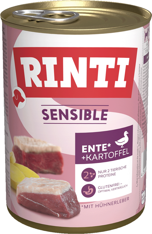 Rinti Sensible Ente, Hühnerleber + Kartoffel 400g